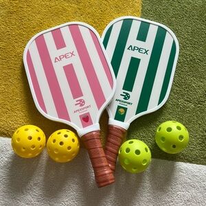 Pickleball Set with Carrying Case - Apex Sport Two Paddles, Four Balls